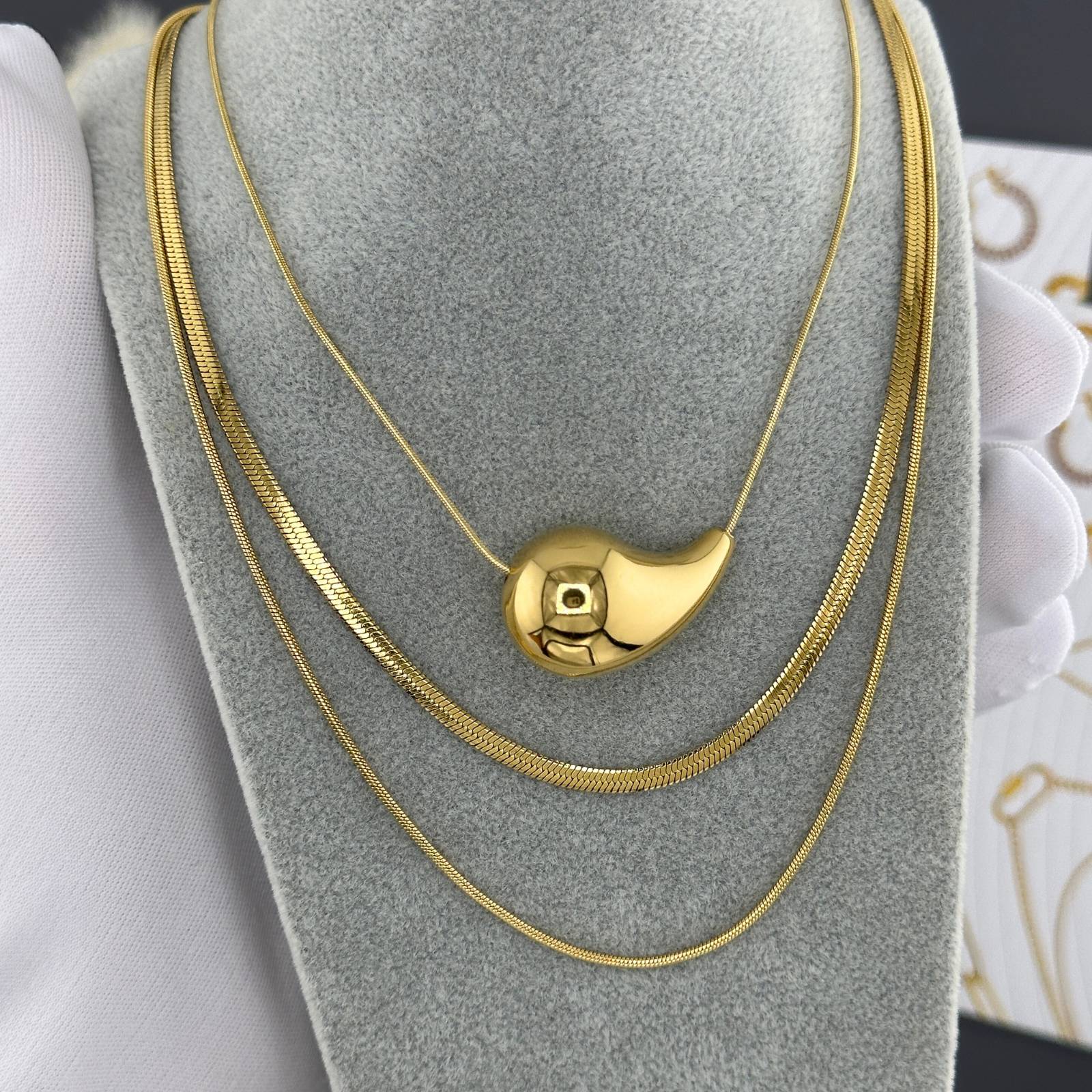 Necklace, 18K Gold Plated Steel