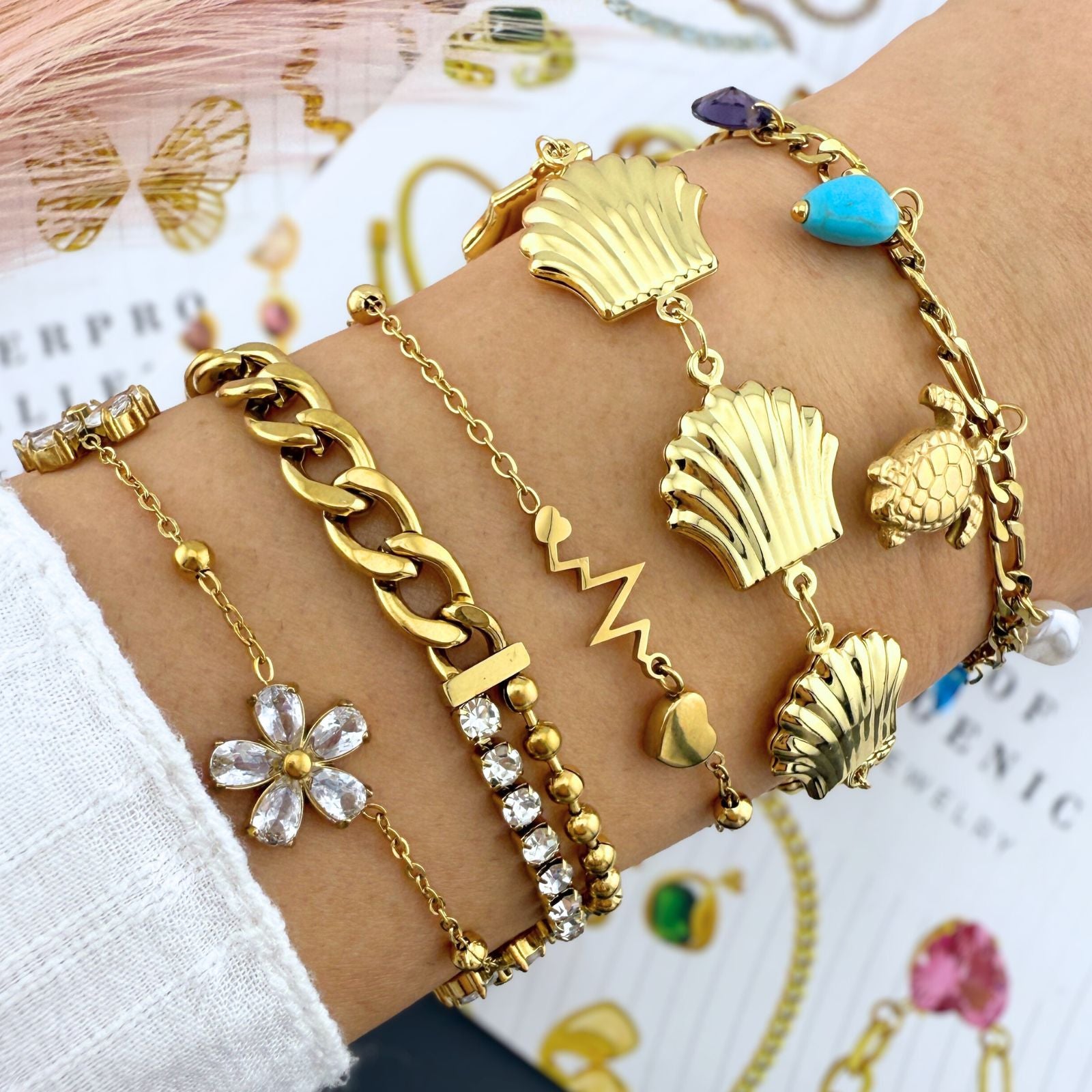 Bracelet, 18K Gold Plated Steel