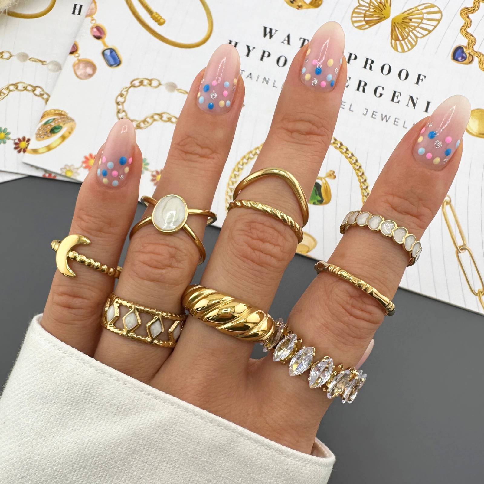 Ring, 18K Gold Plated Steel