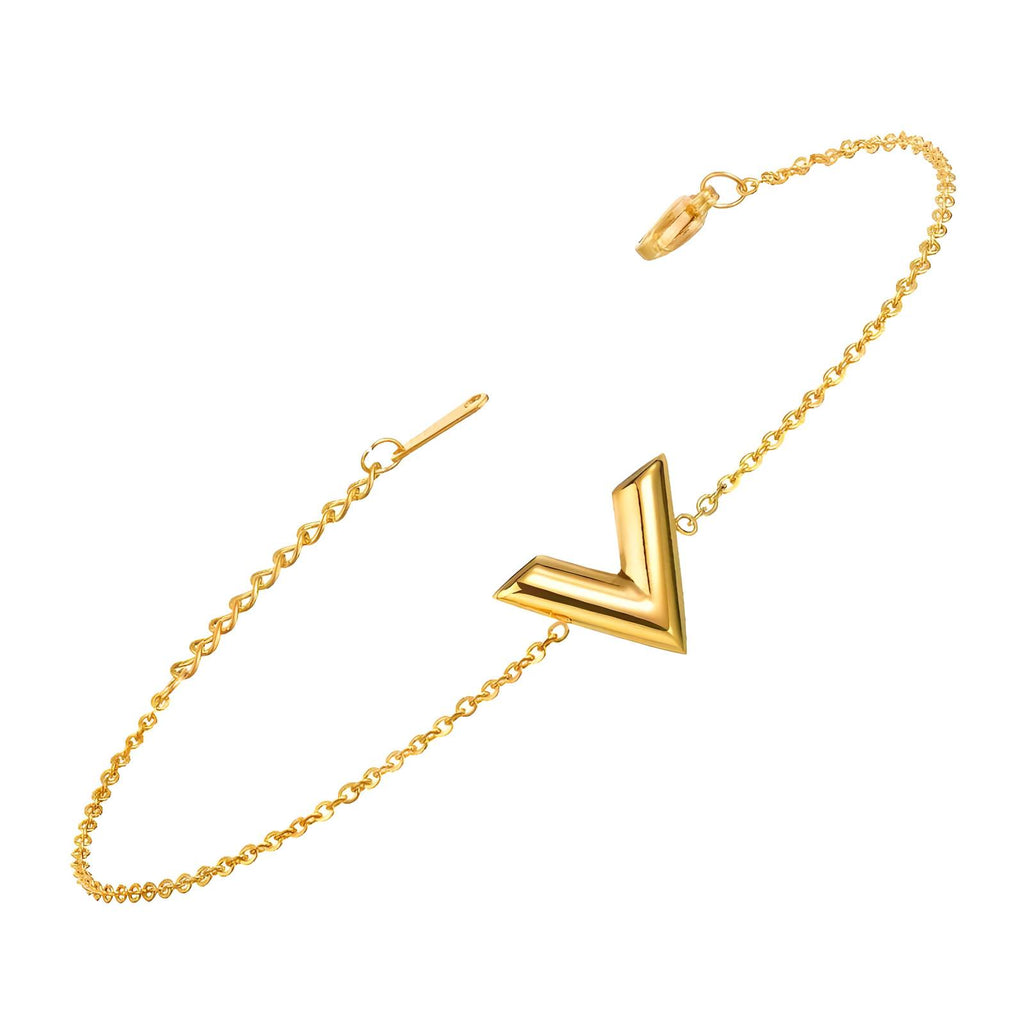 V Bracelet, 18K Gold Plated Steel