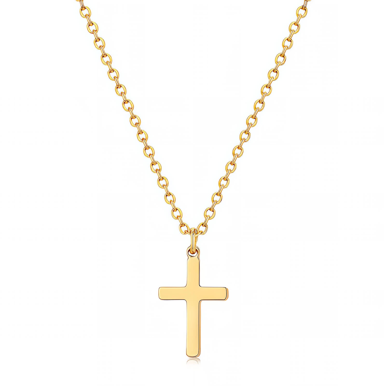 Crosses Necklace, 18K Gold Plated Steel