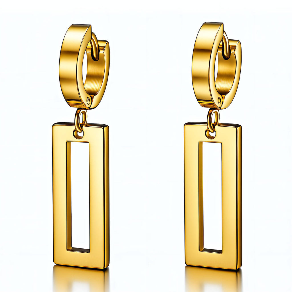 Earrings, 18K Gold Plated Steel