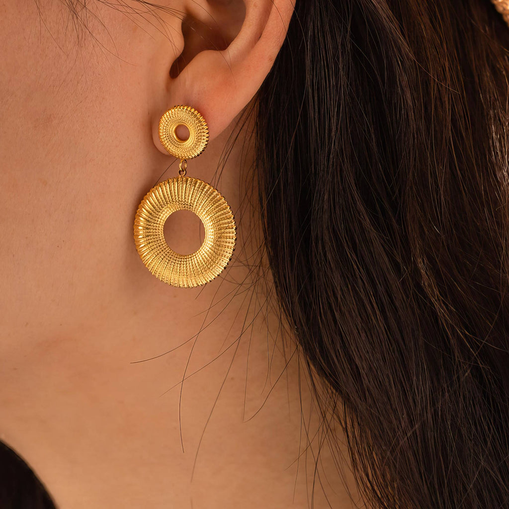 Earrings, 18K Gold Plated Steel