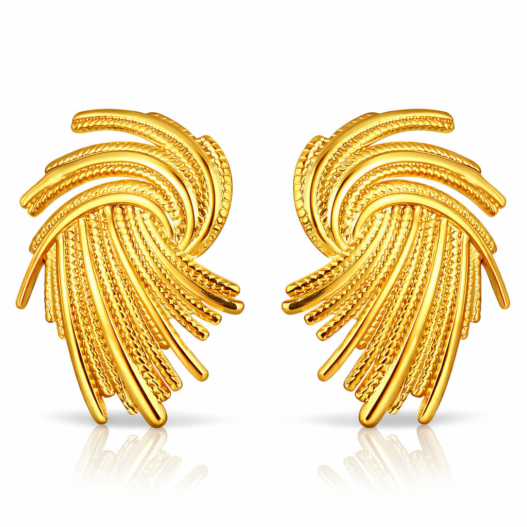 Earrings, 18K Gold Plated Steel