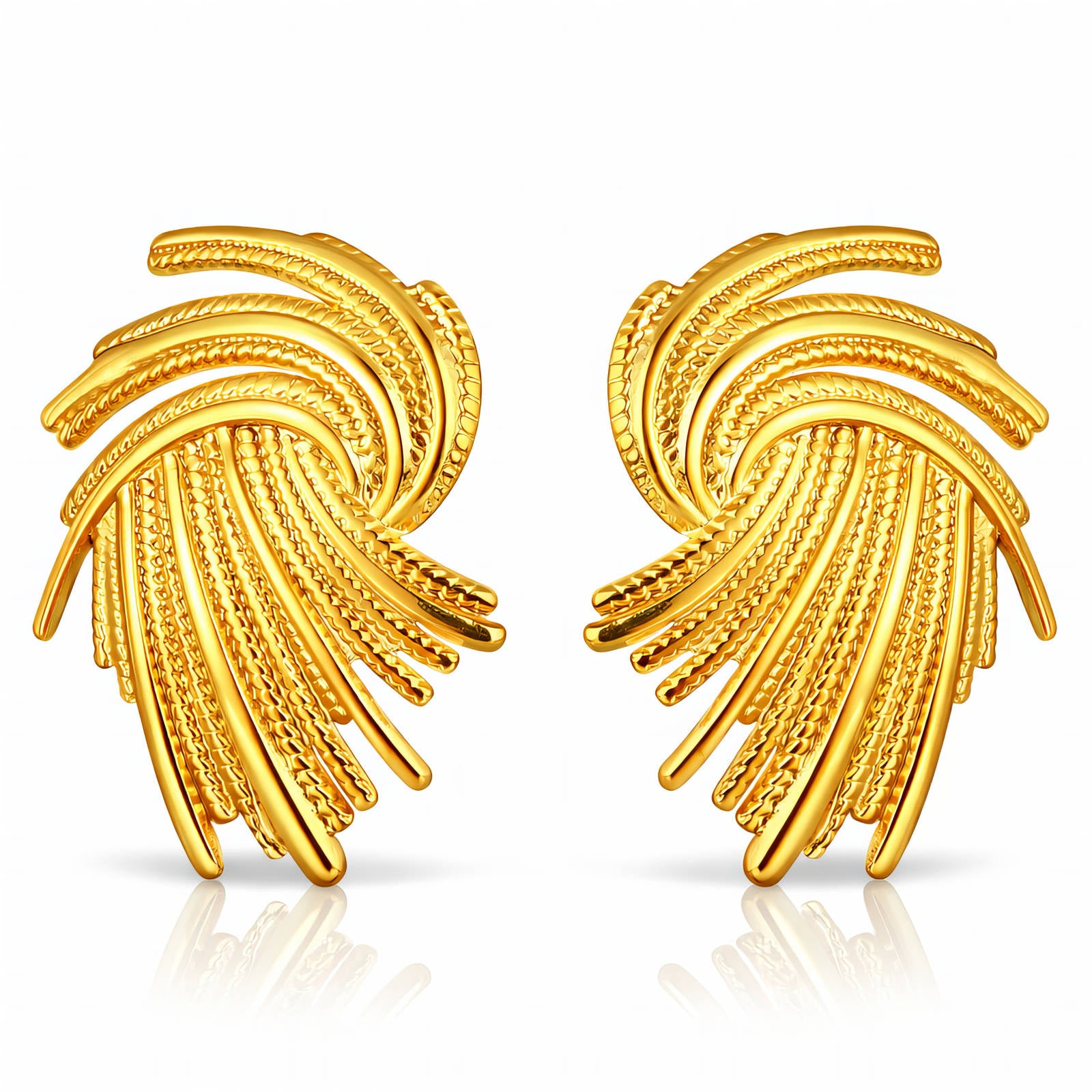 Earrings, 18K Gold Plated Steel