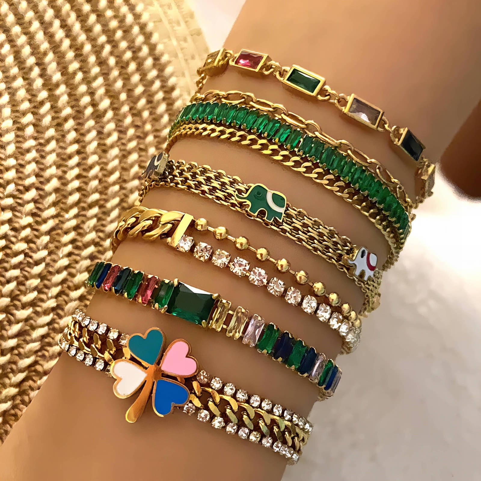 Bracelet, 18K Gold Plated Steel